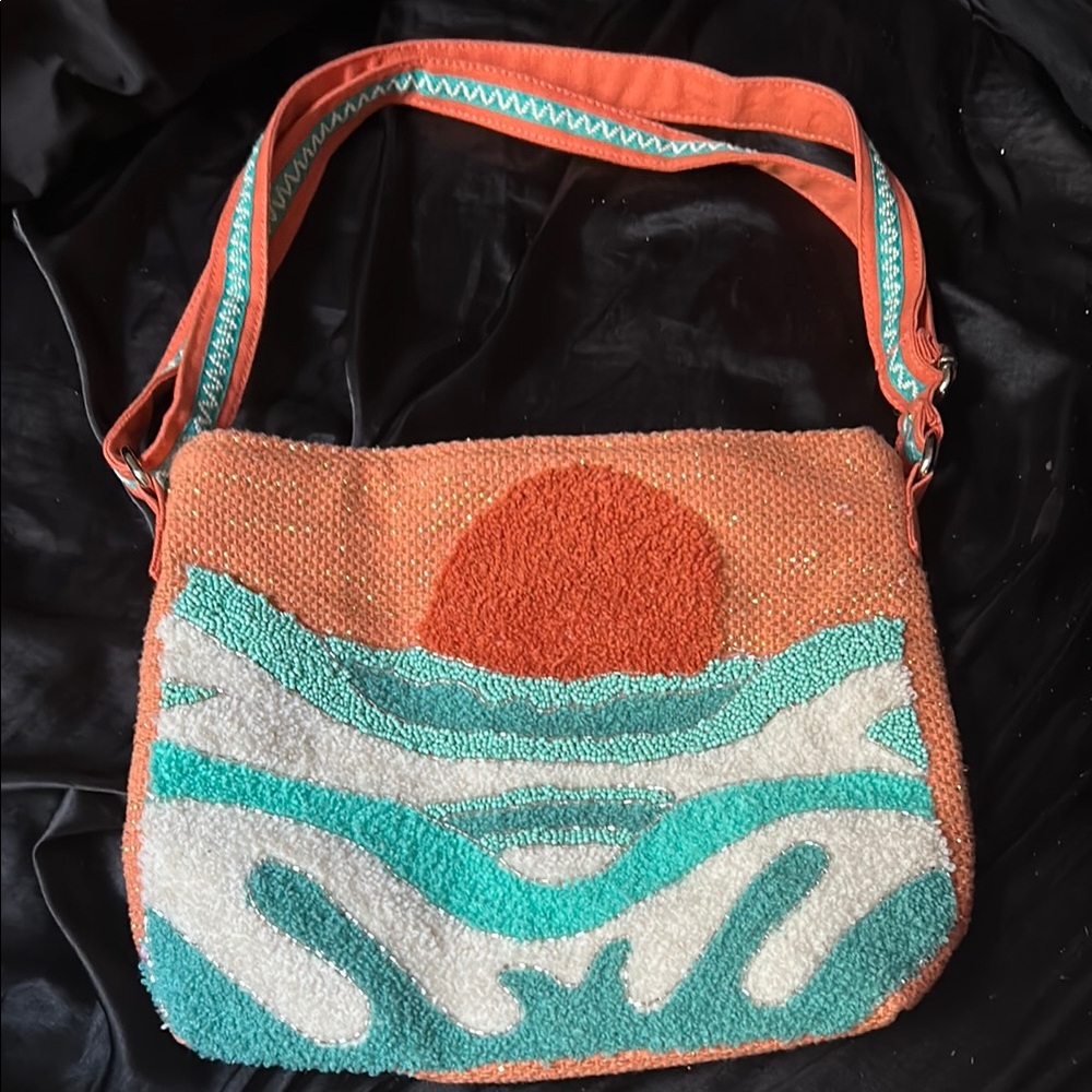 America & Beyond beaded sunset bag